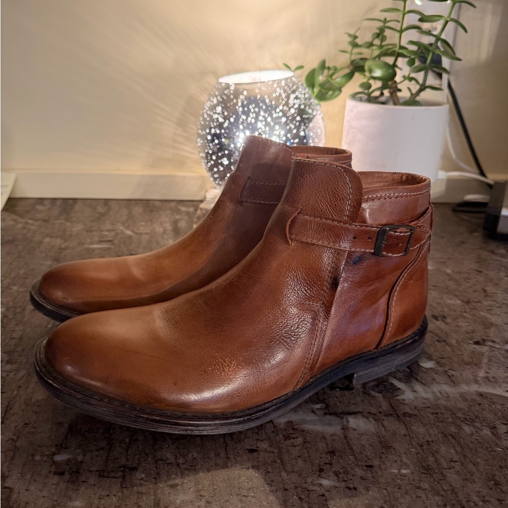 BED|STU Tan Leather Buckle Boots